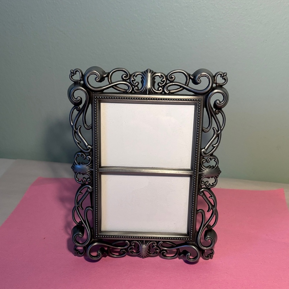 Pewter Finished Ornate Double Picture Frame